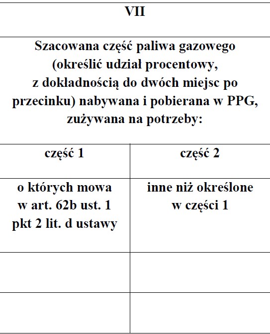 zamrożenie cen gazu - oświadczenie nr 2