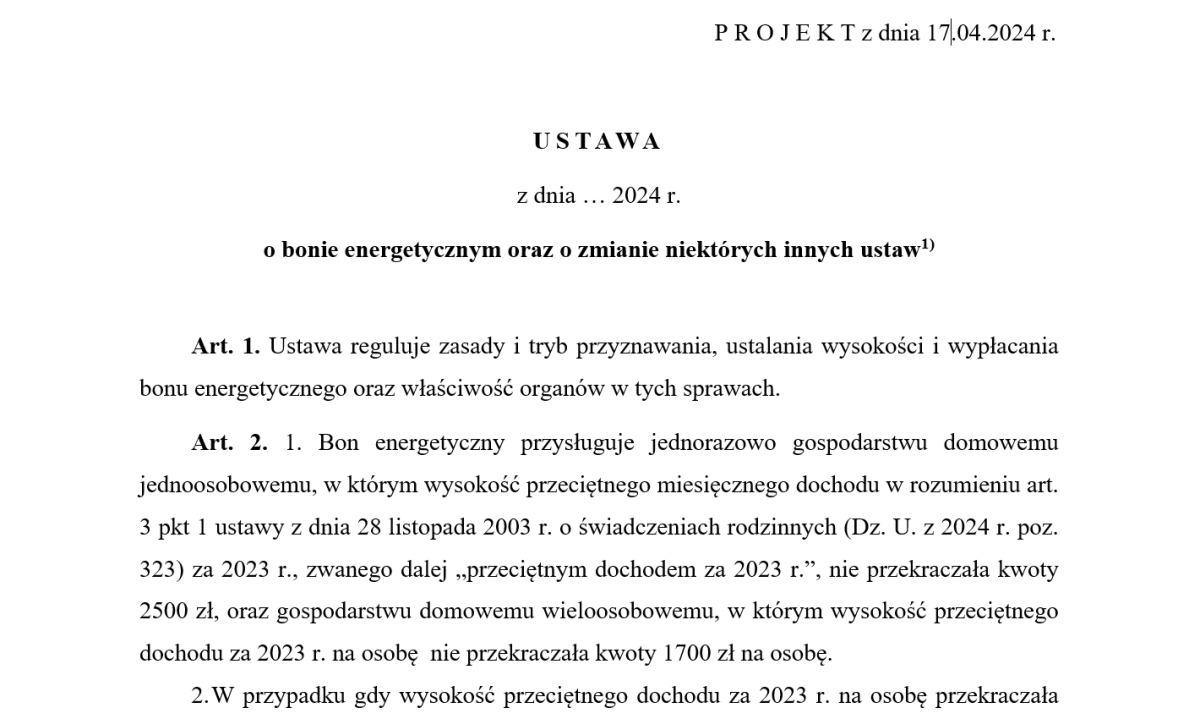 bon energetyczny wniosek gmina