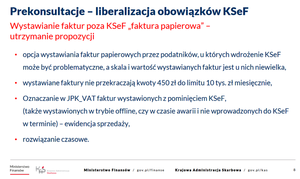 KSeF - zmiany - faktury papierowe