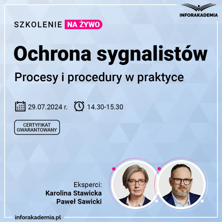 Webinarium: Ochrona sygnalistów: procesy i procedury w praktyce