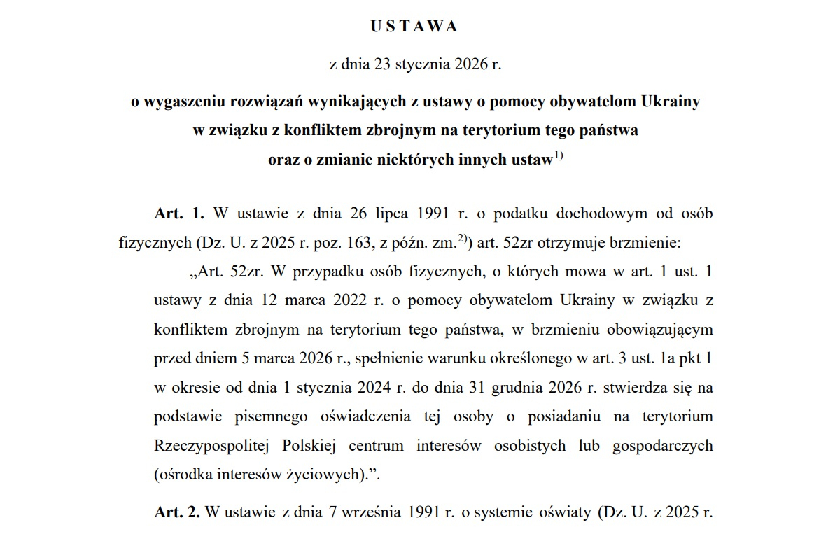 Ustawa wygaszająca specustawę dot. Ukrainy u Prezydenta RP i Marszałka Senatu. Ochrona dla obywateli Ukrainy do marca 2027 r. i co dalej?