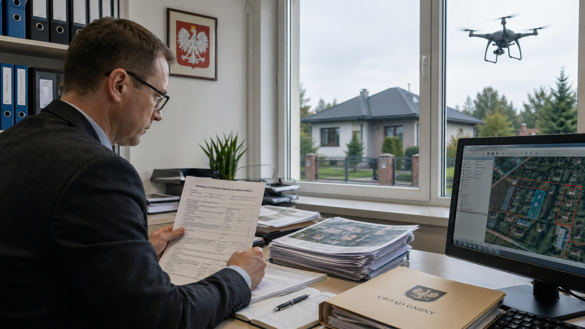 Podatek od nieruchomości 2026: drony, zdjęcia satelitarne i JPK_ST_KR. Gmina może sprawdzić deklarację nawet kilka lat wstecz