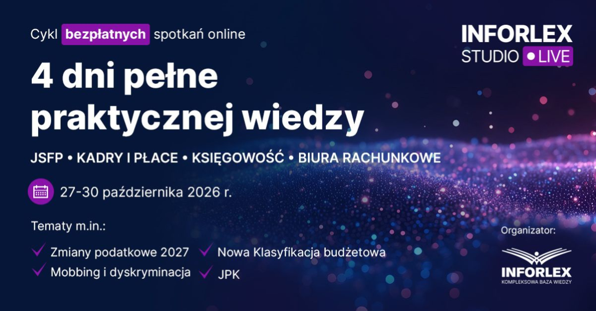 INFORLEX Studio LIVE – cykl BEZPŁATNYCH spotkań online