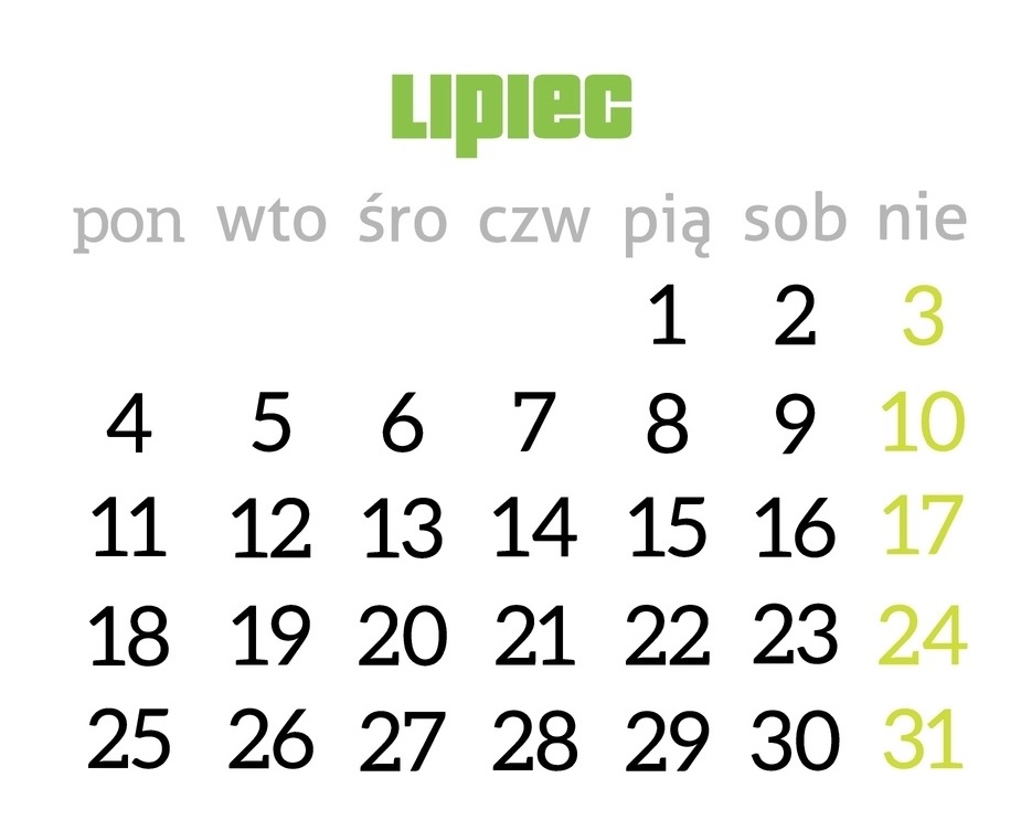 lipiec 2022 godziny pracy wymiar etat czas