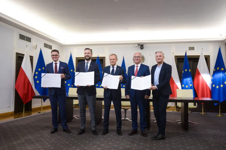 Donald Tusk, Szymon Hołownia, Władysław Kosiniak-Kamysz, Włodzimierz Czarzasty, Robert Biedroń