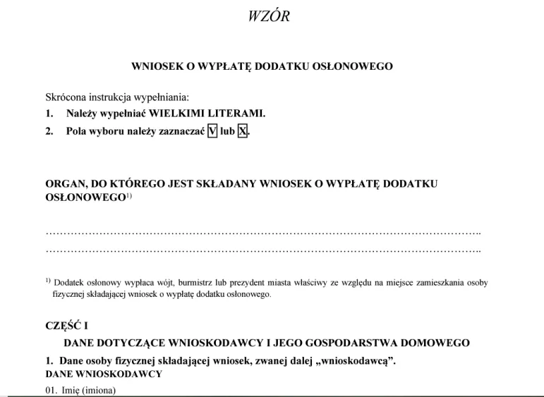 Dodatek osłonowy 2024 - nowy wzór wniosku