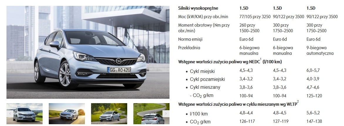 Nowy Opel Astra - cennik, a w nim pięć eko-silników