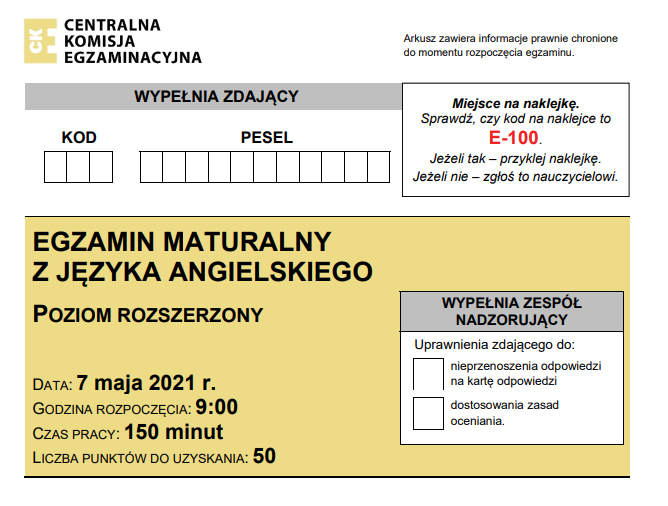 Matura 2021 – angielski rozszerzony [ARKUSZ]