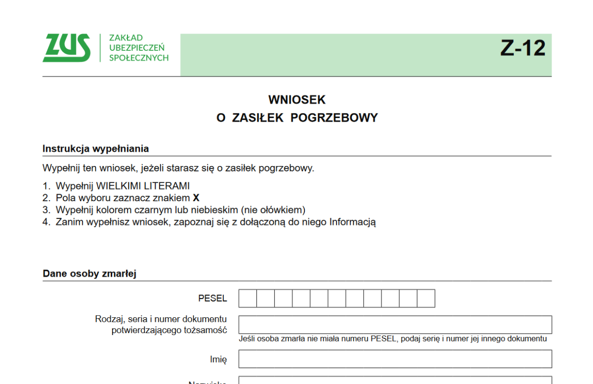 Zasiłek pogrzebowy w 2022 r.  
