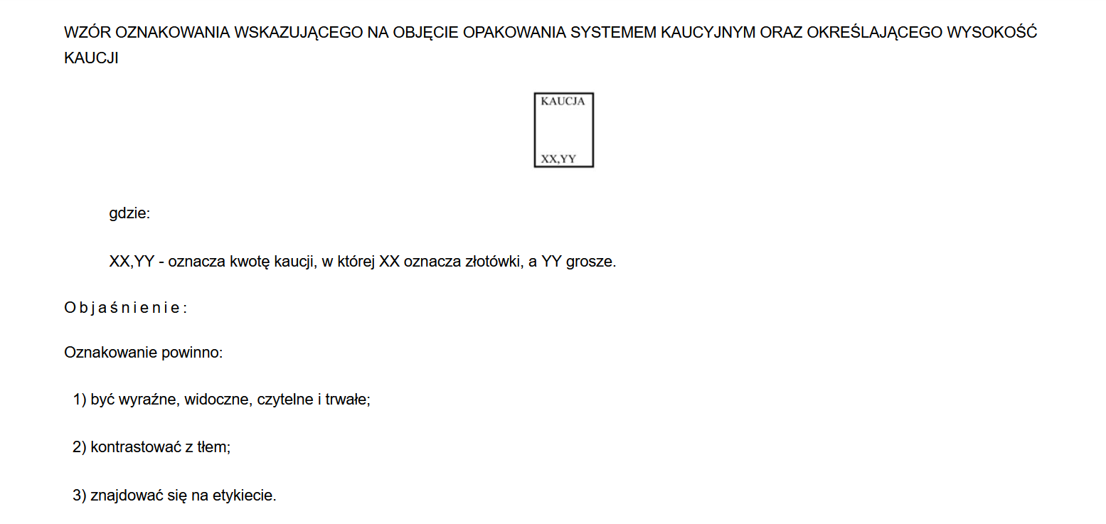 system kaucyjny kaucja oznakowanie opakowanie