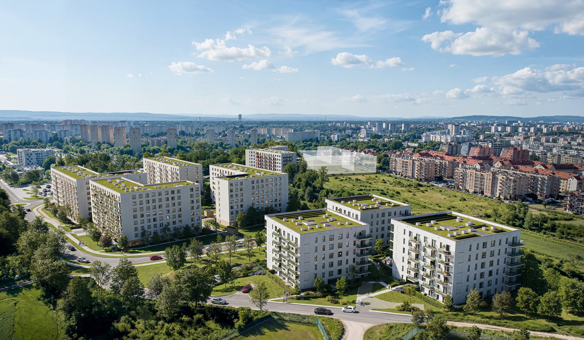 widok z drona na nowe osiedle mieszkaniowe