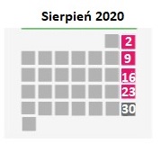 2 ,9, 16, 23, 30 sierpnia 2020 - niedziela handlowa