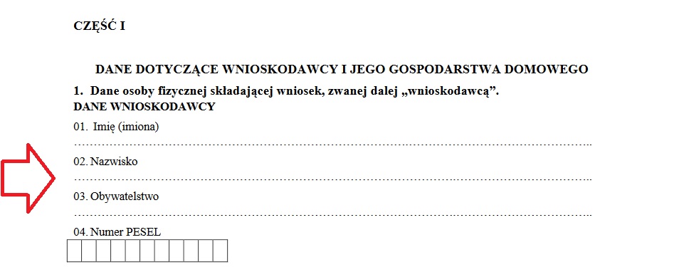 Dane osobowe osoby składające wniosek o dodatek węglowy 