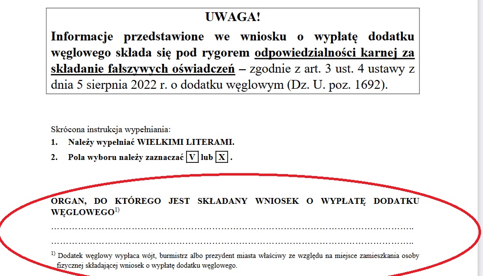 Nazwa urzędu do którego trzeba złożyć wniosek 