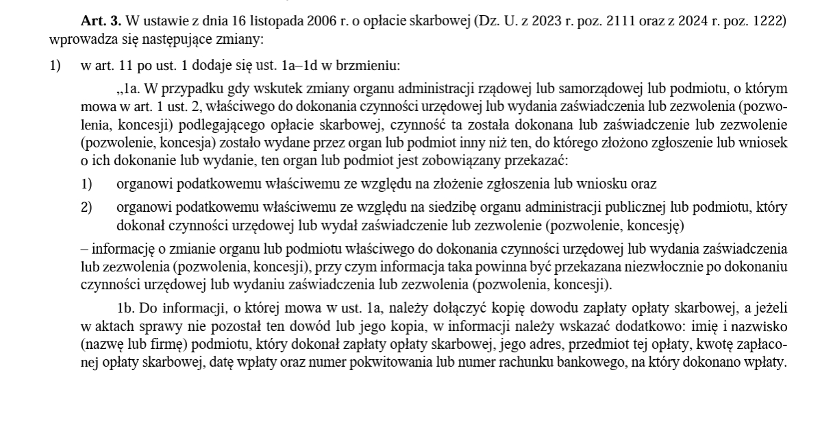 Zmiany w opłacie skarbowej od 2025 roku