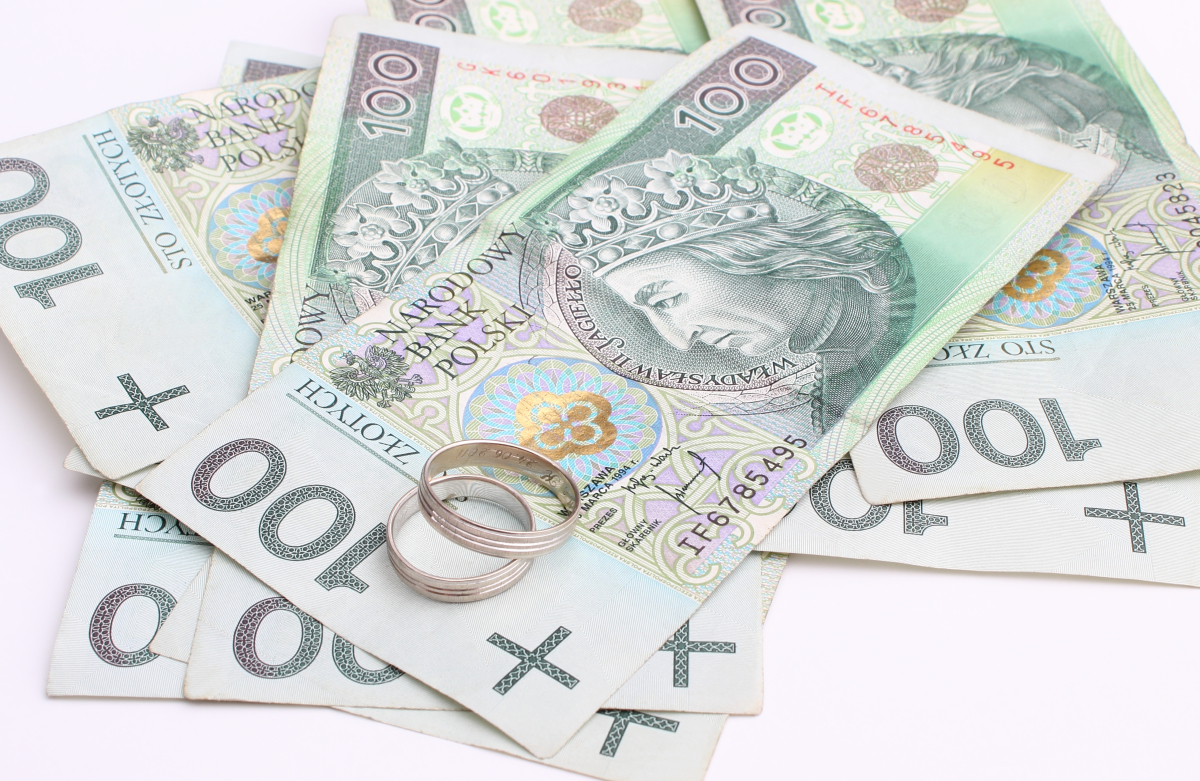 pieniądze, gotówka, ślub, wesele, obrączki