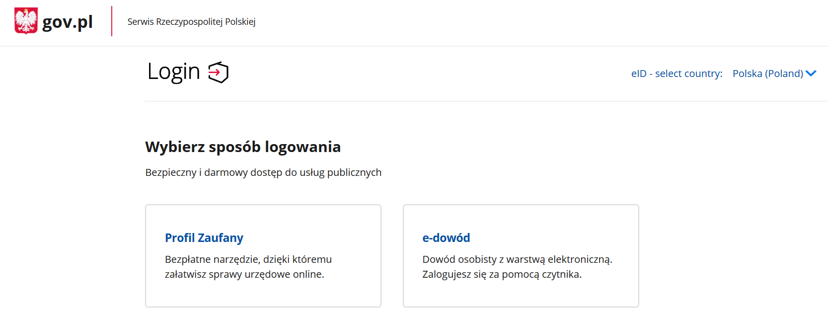 Zgłoś urodzenie dziecka - strona logowania/Źródło: gov.pl