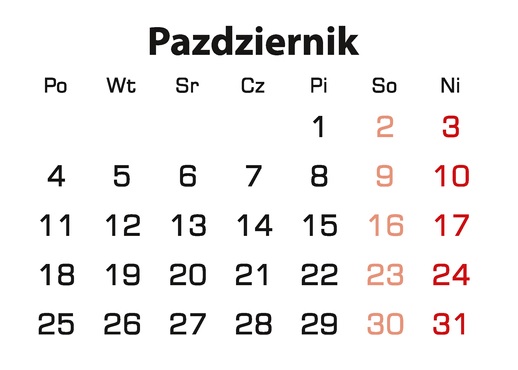 Październik 2021 dni wolne godziny pracy