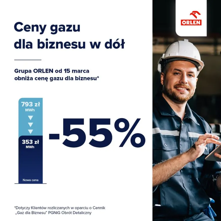 Cena gazu dla firm 2023 - 353 zł za MWh od 15 marca