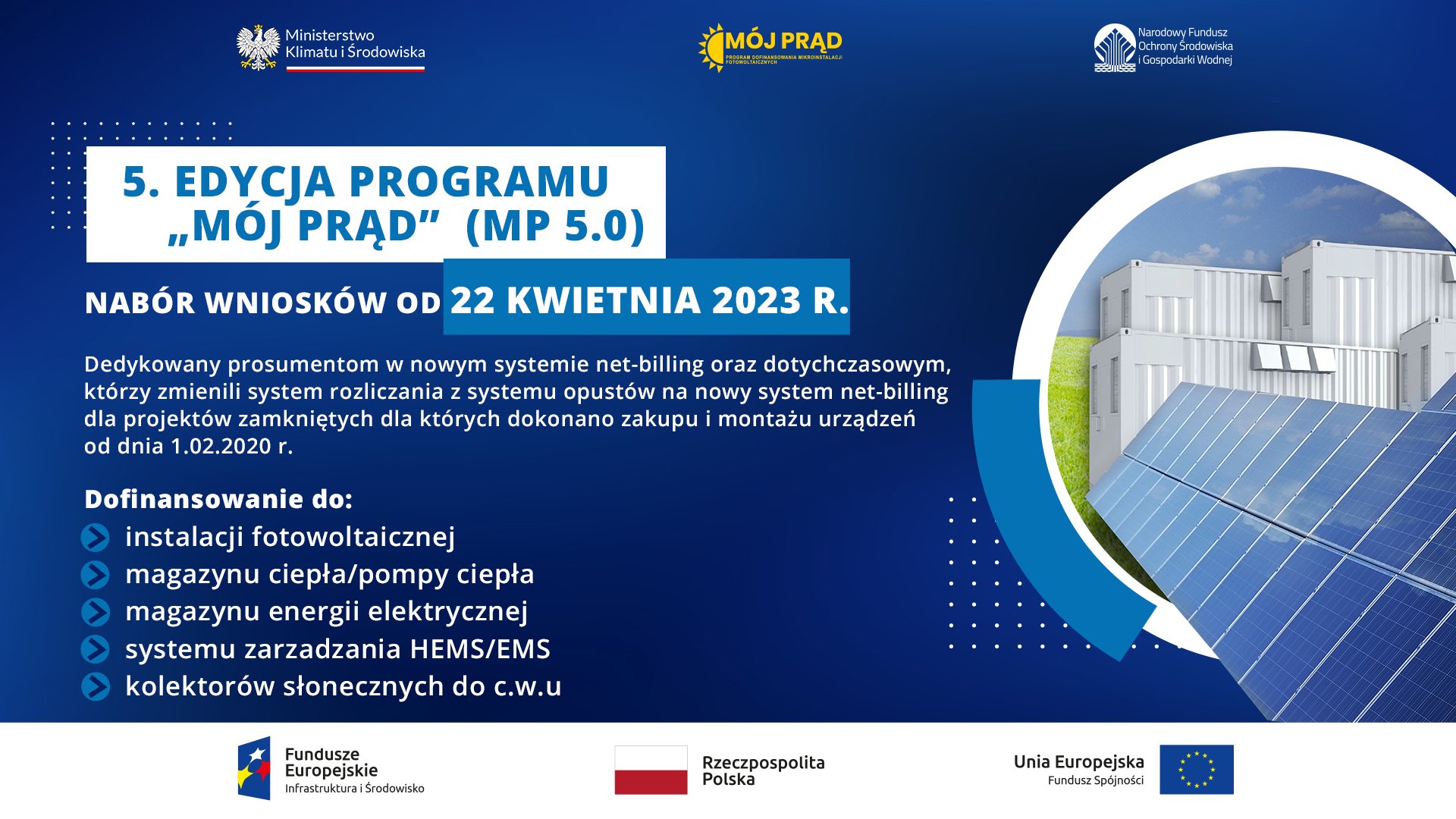 Mój Prąd 2023 - 5 edycja - wnioski od 22 kwietnia 2023