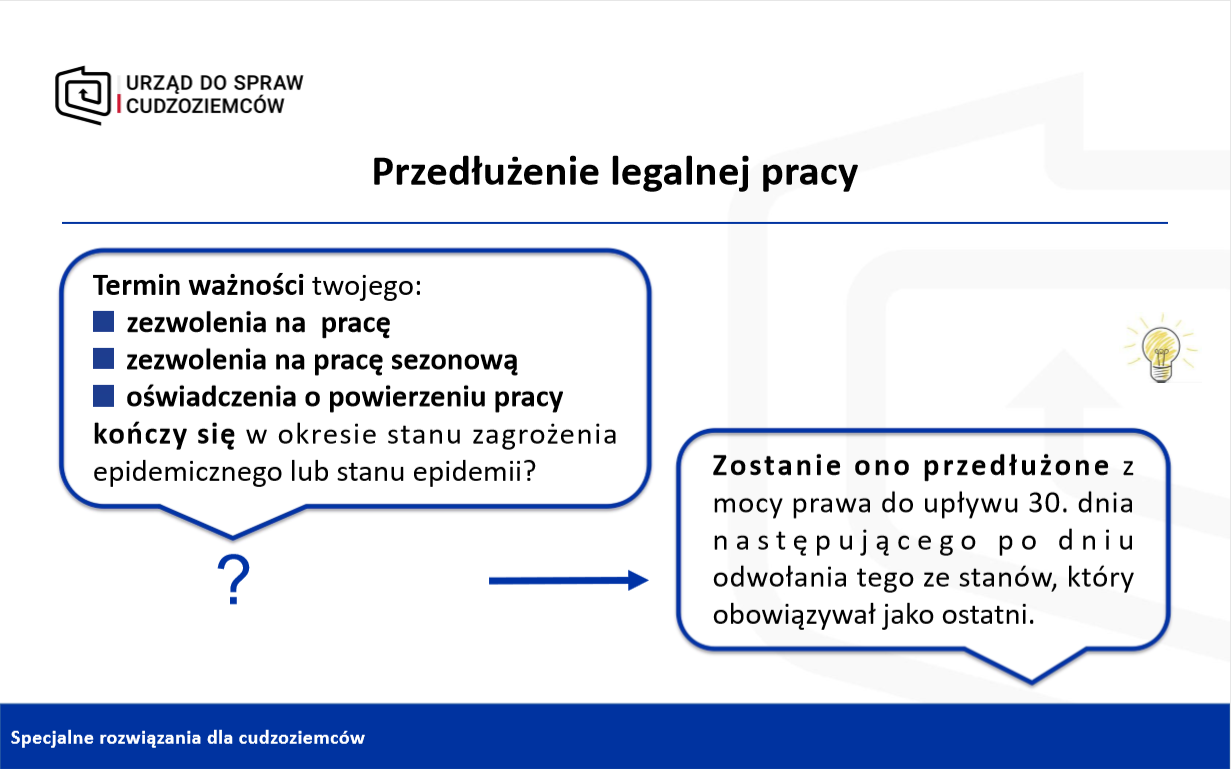 przedłużenie legalnej pracy/Urząd do Spraw Cudzoziemców