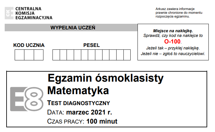 Próbny egzamin ósmoklasisty matematyka 2021 – arkusz, odpowiedzi