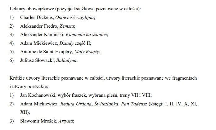 lektury obowiązkowe egzamin ósmoklasisty 2025