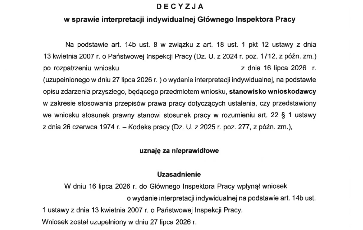 interpretacja gip zlecenie czy umowa o pracę