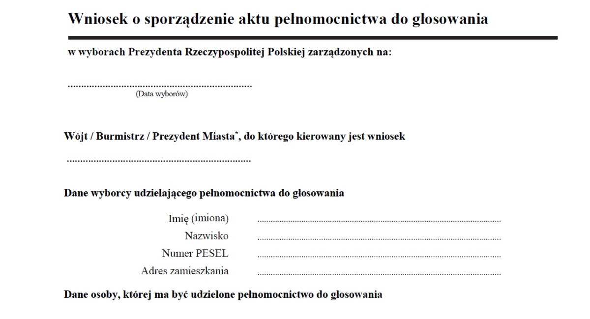 pełnomocnictwo do głosowania na prezydenta 2025
