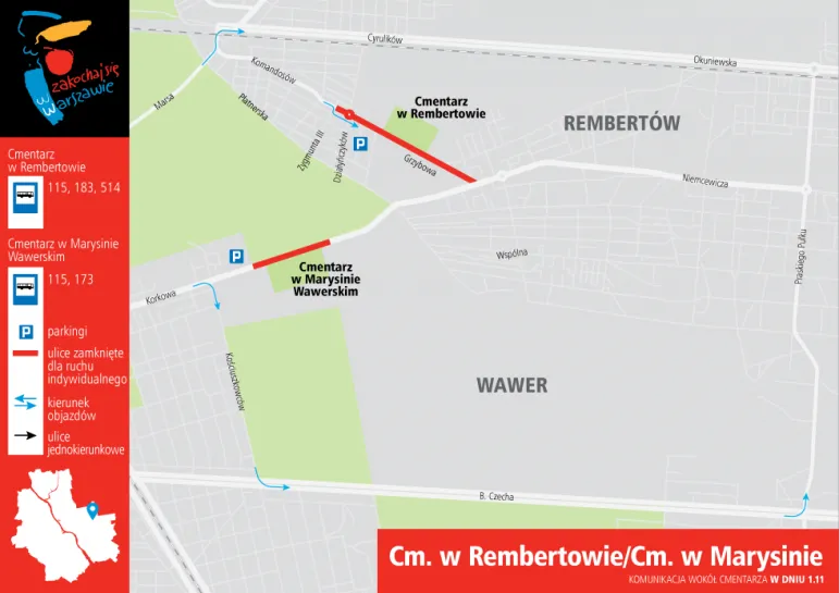 1 listopada 2018 - jak dojechać na cmentarze w Warszawie i okolicach? / Urząd Miasta Warszawa