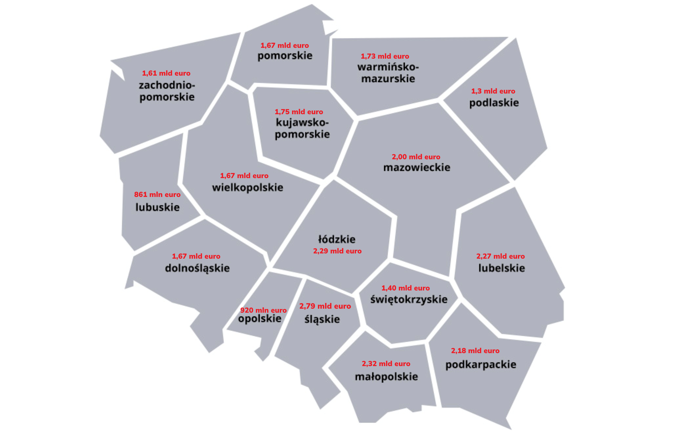 Fundusze europejskie 2021-2027 - Mapka 1 - programy regionalne, Źródło: LPW Grupa