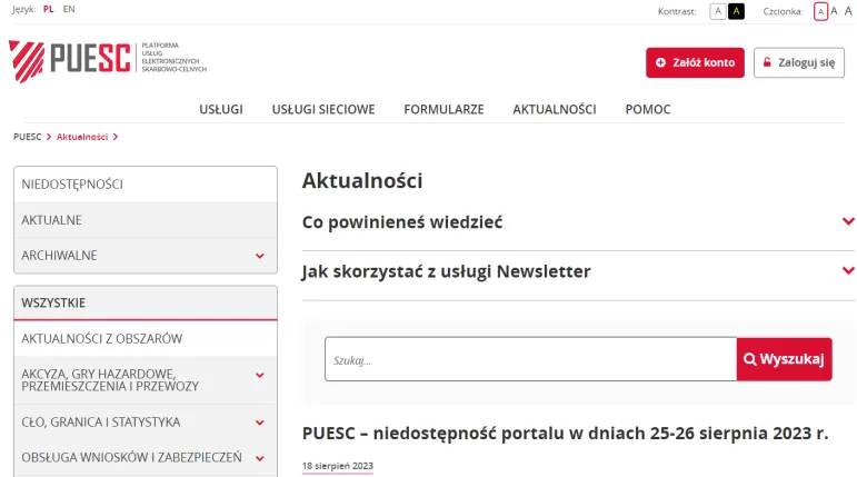 Platforma Usług Elektronicznych Skarbowo-Celnych - PUESC