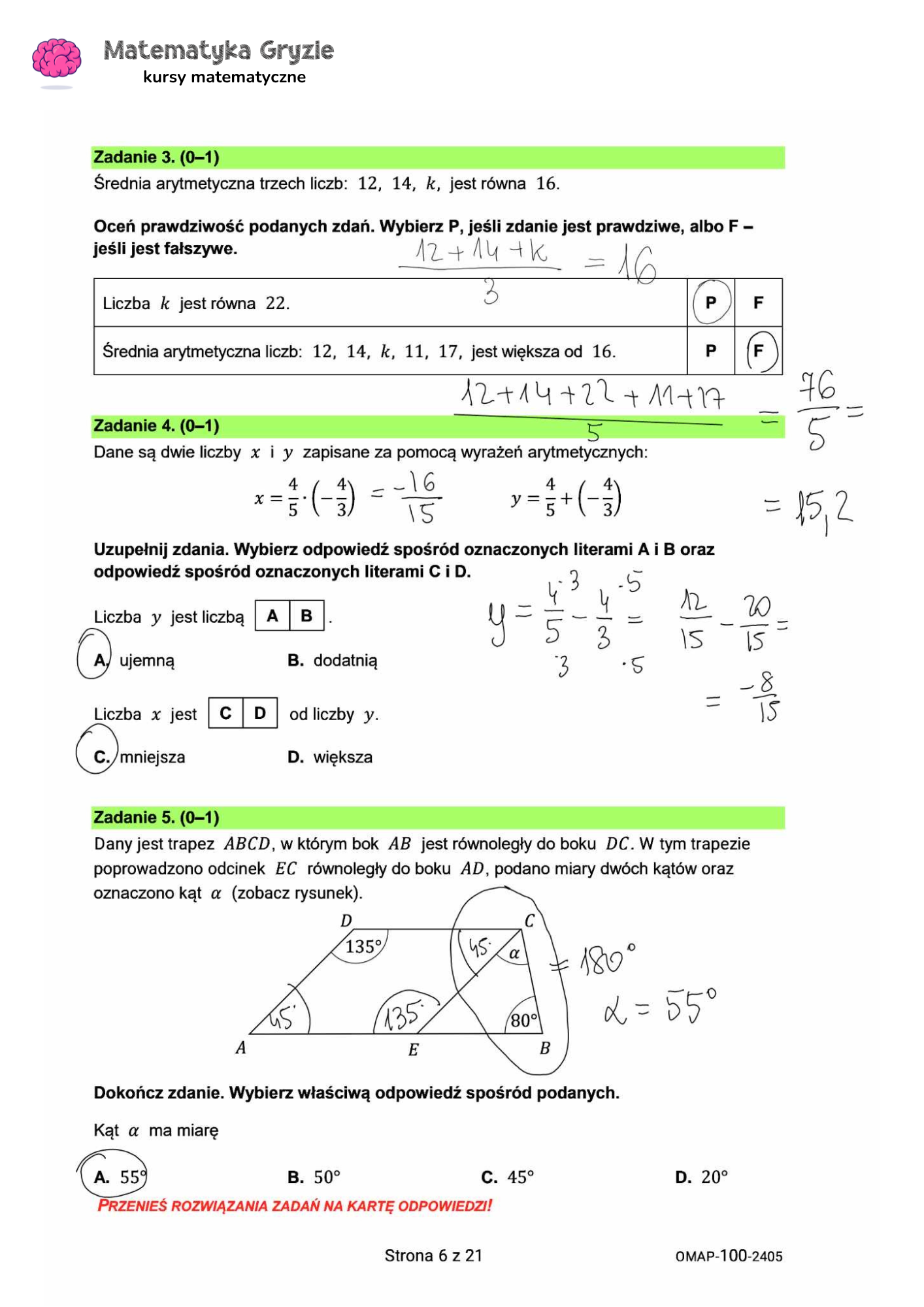 Egzamin ósmoklasisty 2024. Matematyka [ARKUSZE CKE i ODPOWIEDZI]