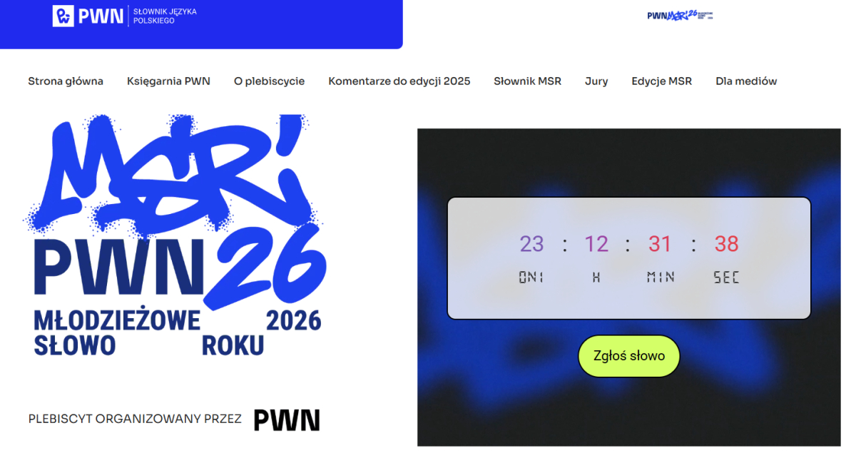 Młodzieżowe Słowo Roku 2026 - Wydawnictwo Naukowe PWN