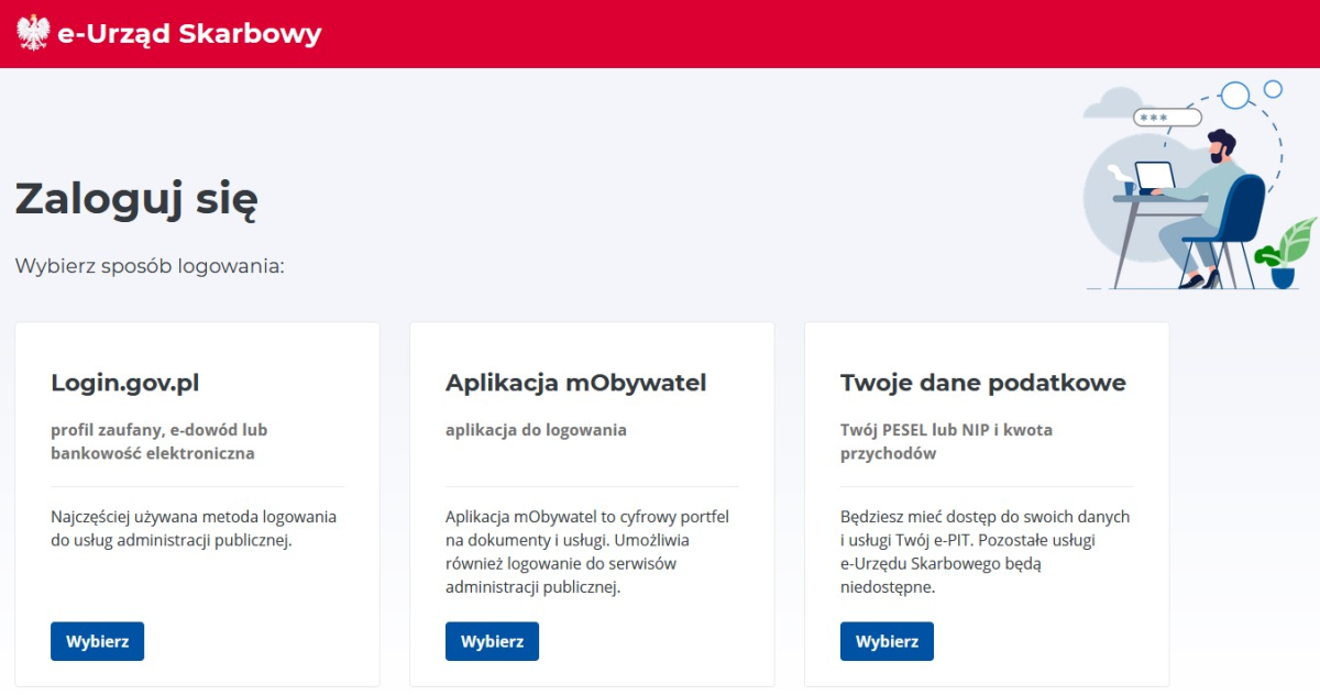 Logowanie do e-Urzędu skarbowego od 5 kwietnia 2022 r.j