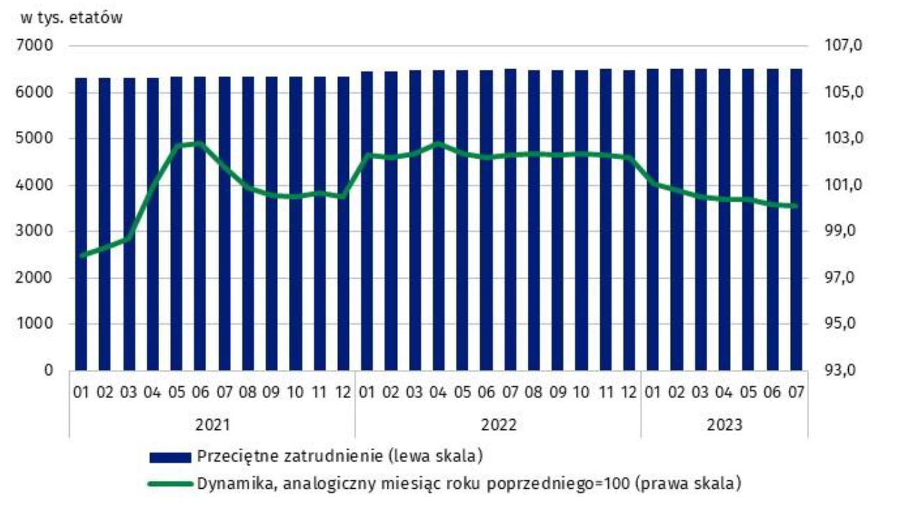 Przeciętne zatrudnienie w sektorze przedsiębiorstw