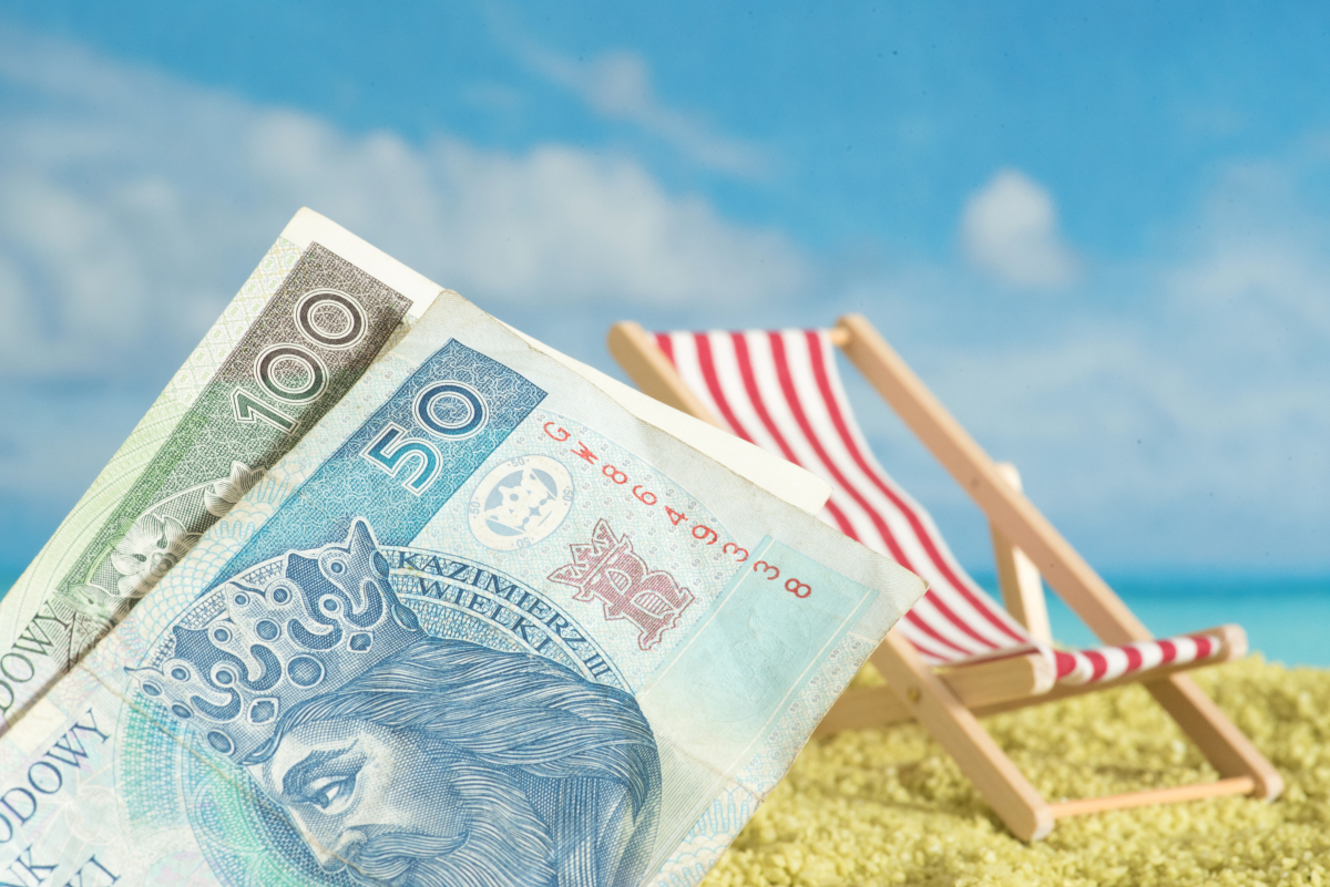 urlop, polski złoty, banknoty, gotówka, pieniądze, wakacje
