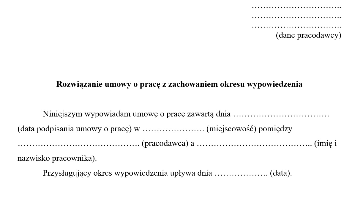 Wz r Pisma Wypowiedzenie Umowy O Prac Przez Pracownika Pdf Doc 