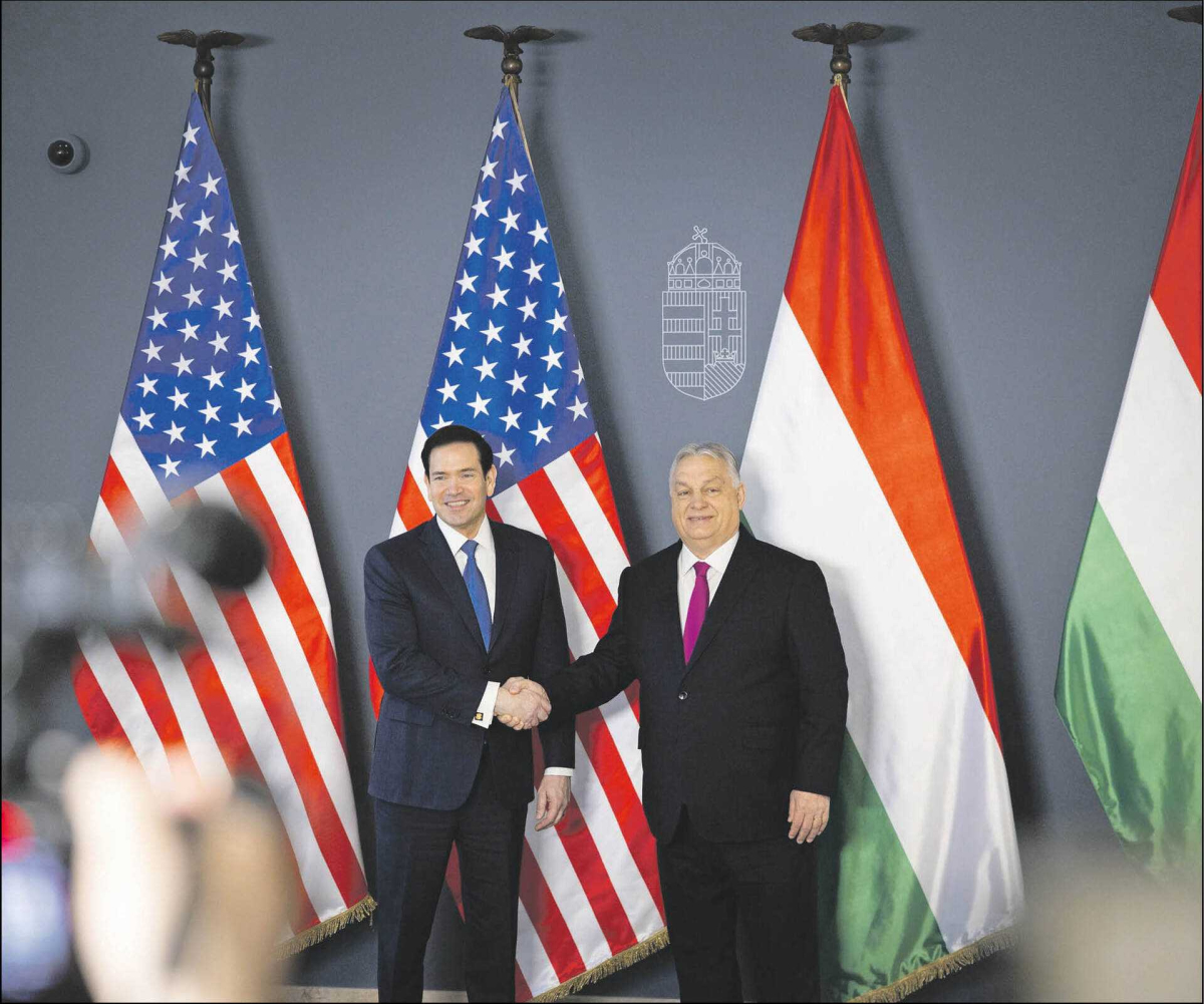 Marco Rubio, szef dyplomacji USA, na spotkaniu z Viktorem Orbánem