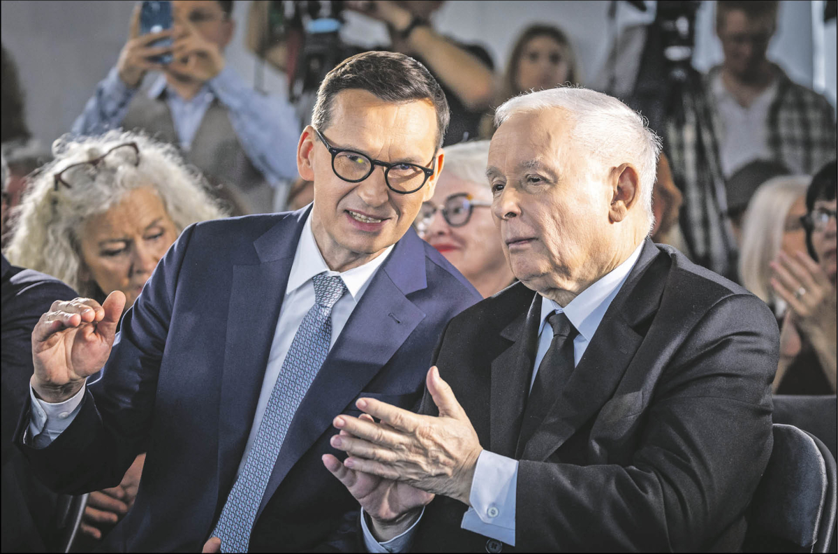 Były premier Mateusz Morawiecki i prezes PiS Jarosław Kaczyński