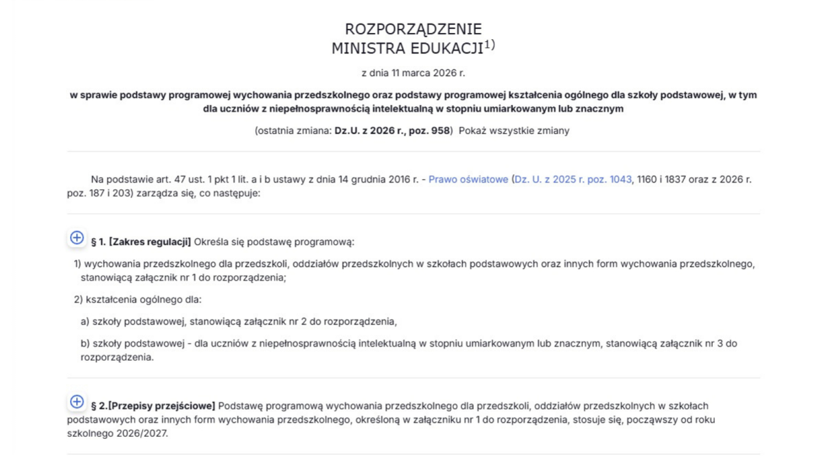 nowa podstawa programowa 2026 szkoła przedszkole zmiany