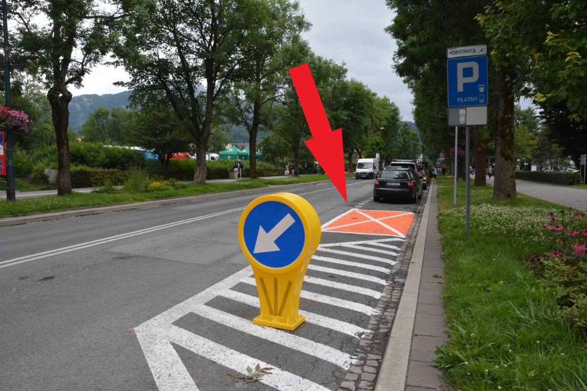 pomarańczowa koperta na drodze, pomarańczowa koperta Zakopane, pomarańczowa koperta do parkowania
