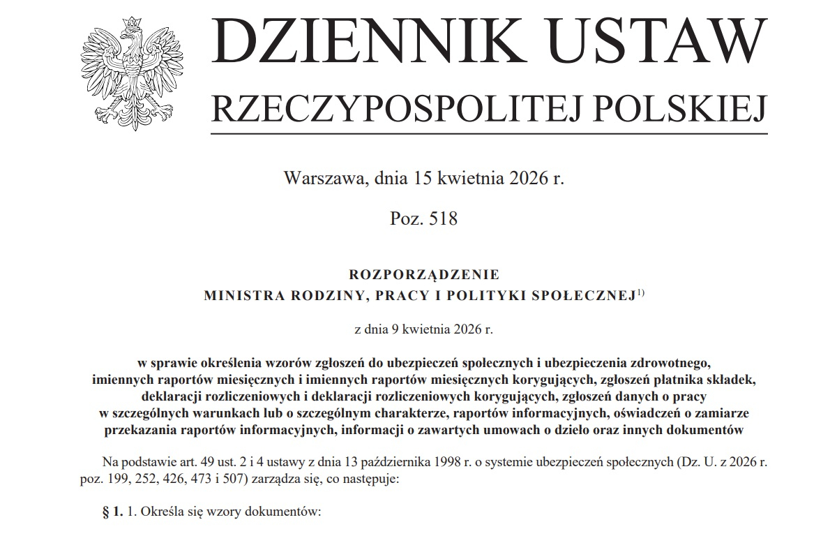 Nowe formularze ZUS obowiązują już od 30 kwietnia i 1 maja 2026 r., np. wzory DRA, ZSWA, ZWUA, RCA