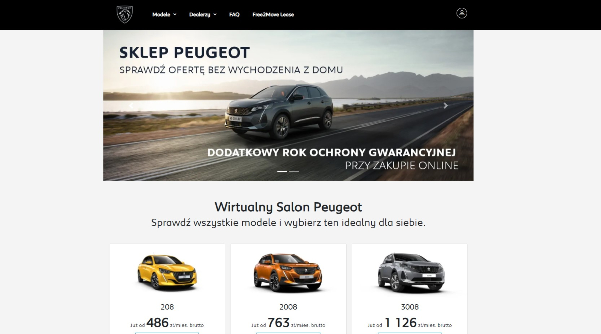 Peugeot ze sprzedażą online. Zakup za gotówkę lub finansowanie.