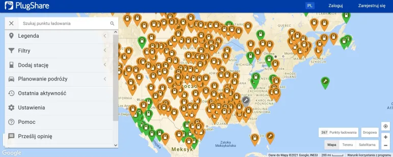 Mapa ładowarek PlugShare: sprawdź gdzie jest i czy jest wolna