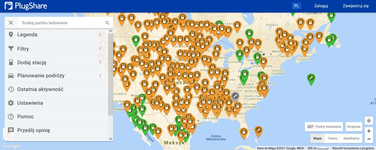 Mapa ładowarek PlugShare: sprawdź gdzie jest i czy jest wolna