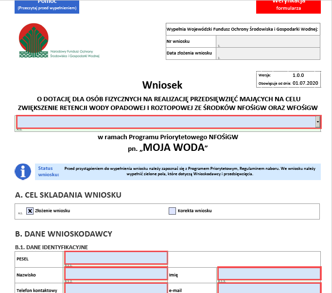 Wniosek od dofinansowanie do oczka wodnego z programu Moja woda