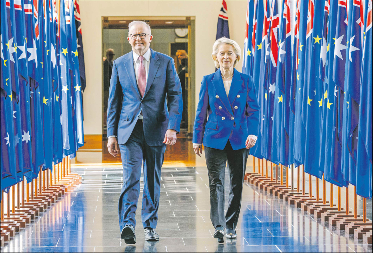 Premier Australii Anthony Albanese i przewodnicząca KE Ursula von der Leyen