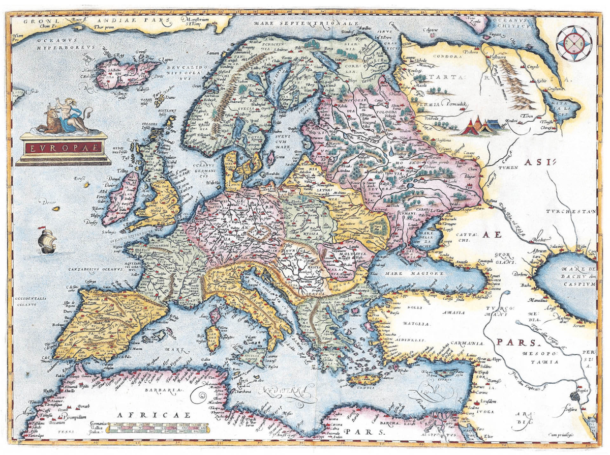 Mapa Europy w 1579 r. autorstwa flamandzkiego kartografa Abrahama Orteliusa