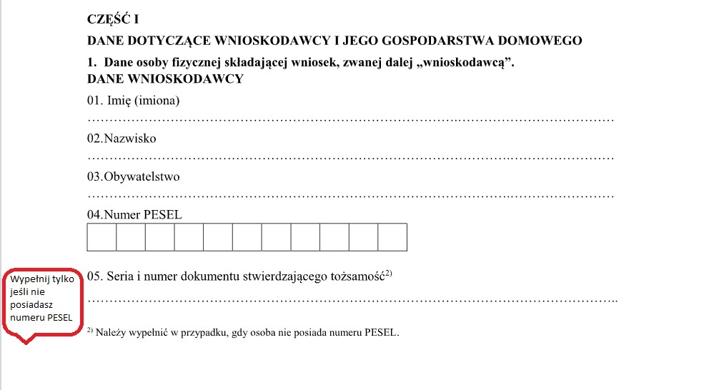 Jak wypełnić wniosek o dodatek do pelletu - dokument tożsamości 